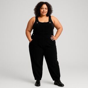 SHEIN Black Jumpsuit harem style bottom Minimalist Relaxed Fit Plus Size 3XL